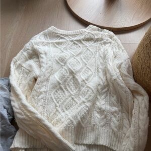 Daily Drills Cozy Cable Knit Cream Sweater